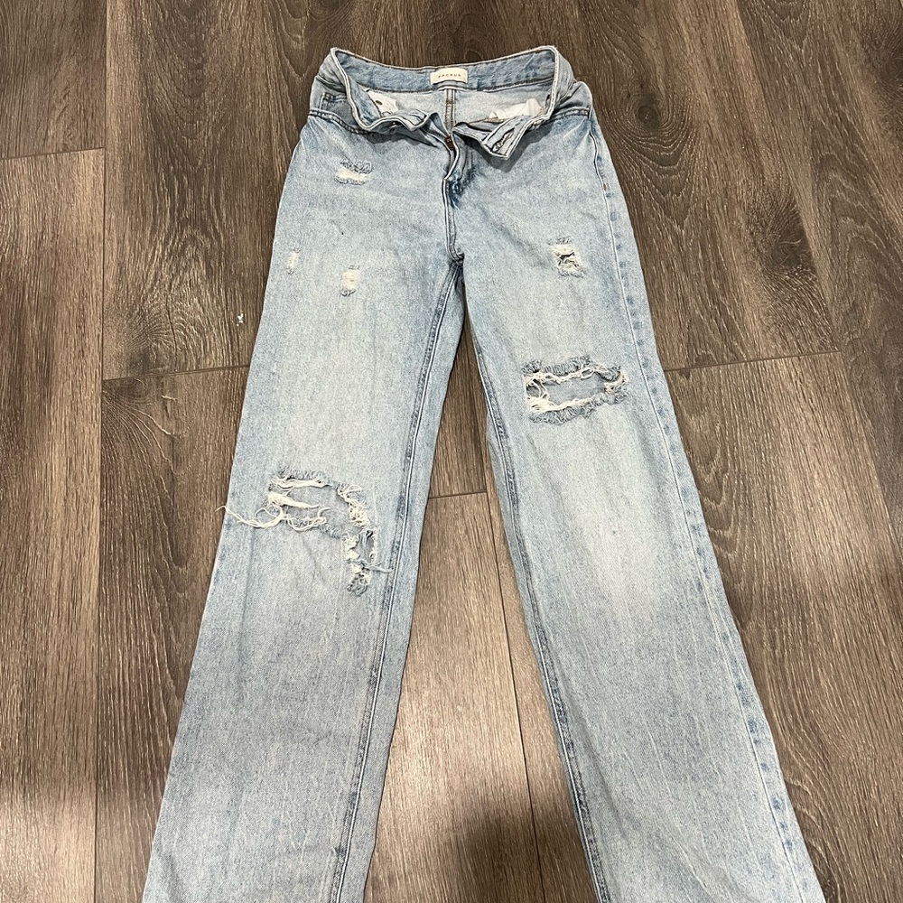 PacSun Blue Straight Leg Distressed Jeans